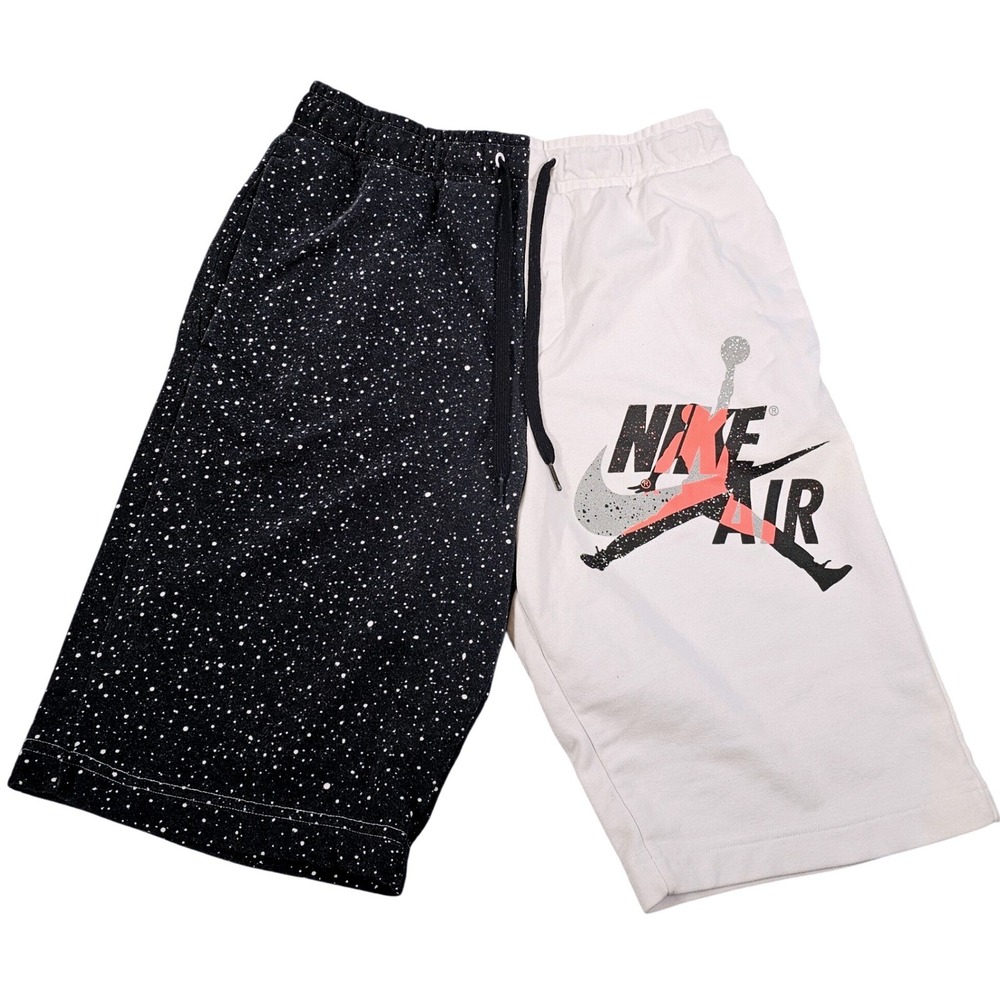 Jordan Jumpman Classics Fleece Shorts Mens Medium White Black Split CK2854-100